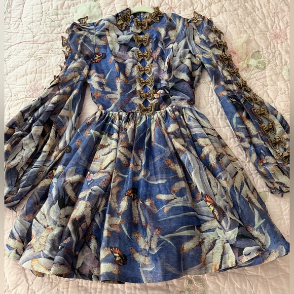 Zimmermann Purple Floral Long Sleeve Dress Size 0 - Picture 8 of 16